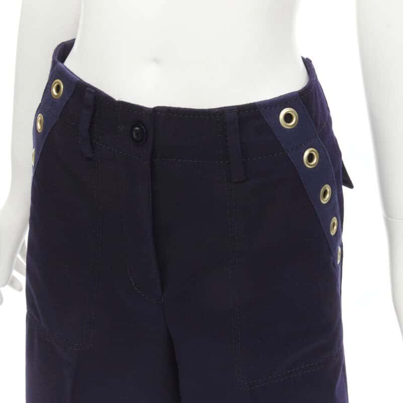 Sacai Ruffle Flared Pants Navy Wool Never worn - Back View