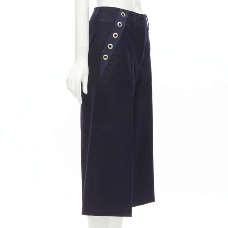 Sacai Ruffle Flared Pants Navy Wool Never worn - Inside View
