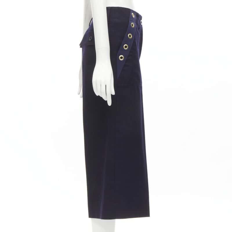 Sacai Ruffle Flared Pants Navy Wool Never worn - Model View