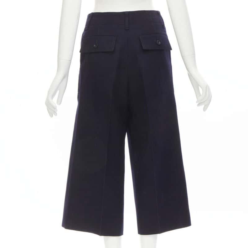 Sacai Ruffle Flared Pants Navy Wool Never worn - Box View