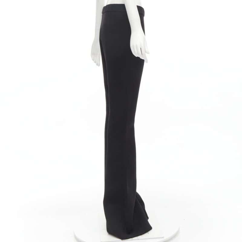 Gauchere Wide Flared Trousers Black Wool Never worn, with tag - Model View