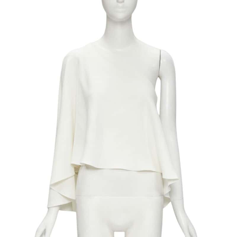 Roland Mouret Draped Cascade Top White Viscose Very good condition - Front View