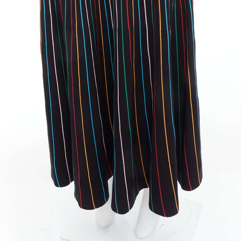 RED VALENTINO GARAVANI Rainbow Stripe Skirt Black Cotton Never worn, with tag - Back View