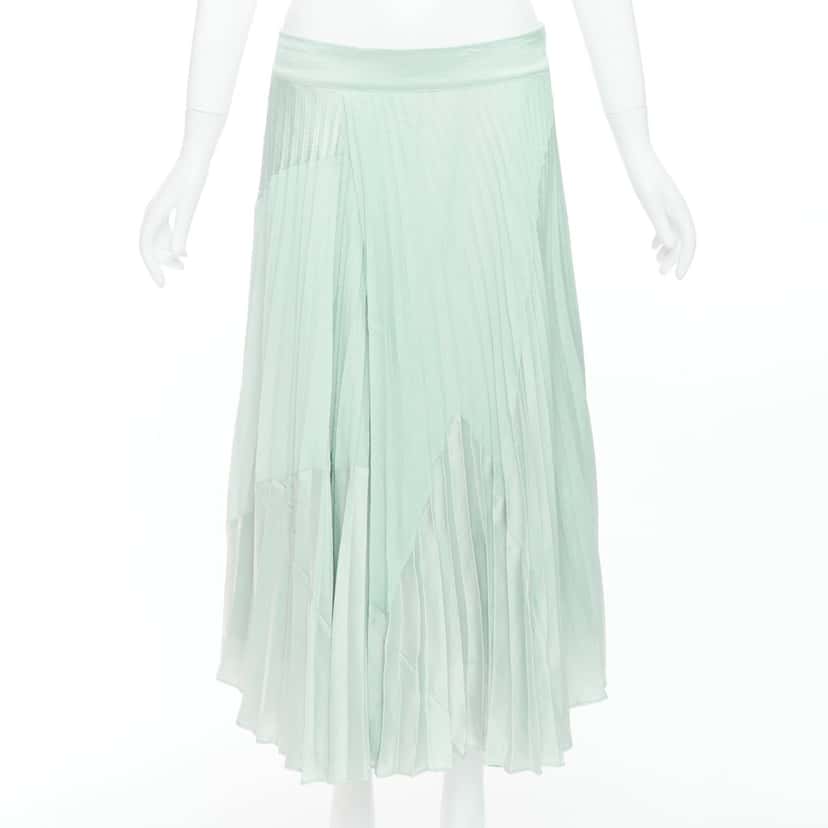 Vince Fabric Panel Skirt Green Polyester Good condition - Front View