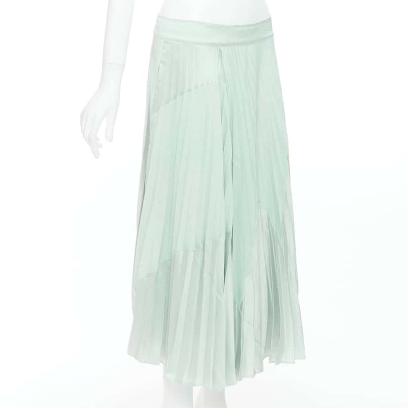 Vince Fabric Panel Skirt Green Polyester Good condition - Inside View