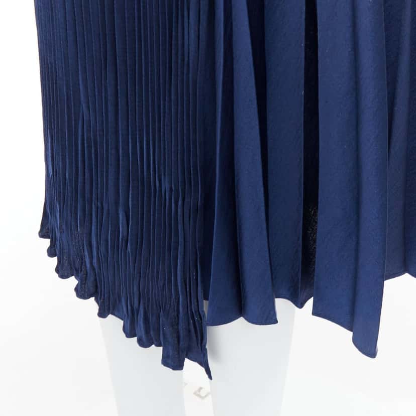 Vince Elastic Plisse Skirt Navy Polyester Very good condition - Back View