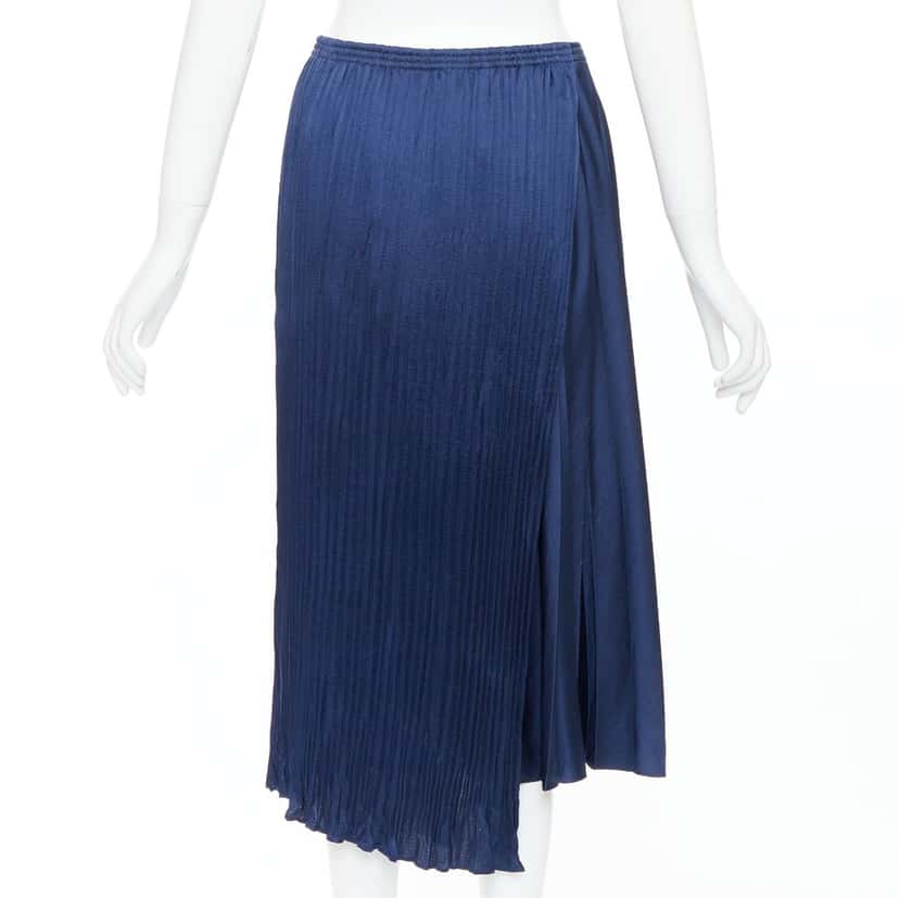 Vince Elastic Plisse Skirt Navy Polyester Very good condition - Box View