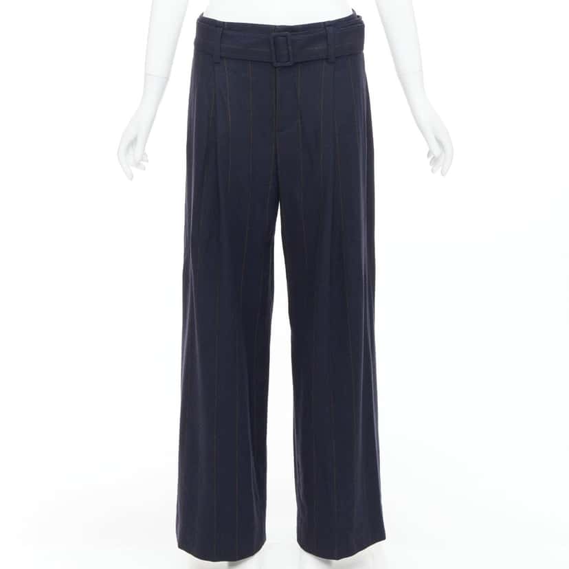 Vince Pinstripe Wide Pants Navy Wool Very good condition - Front View