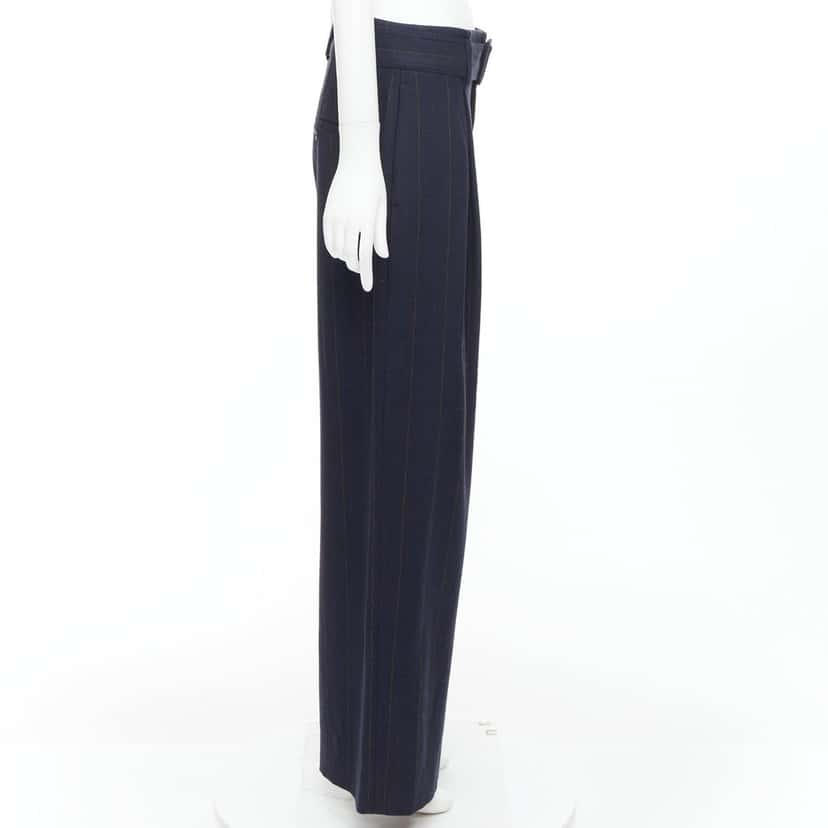 Vince Pinstripe Wide Pants Navy Wool Very good condition - Model View