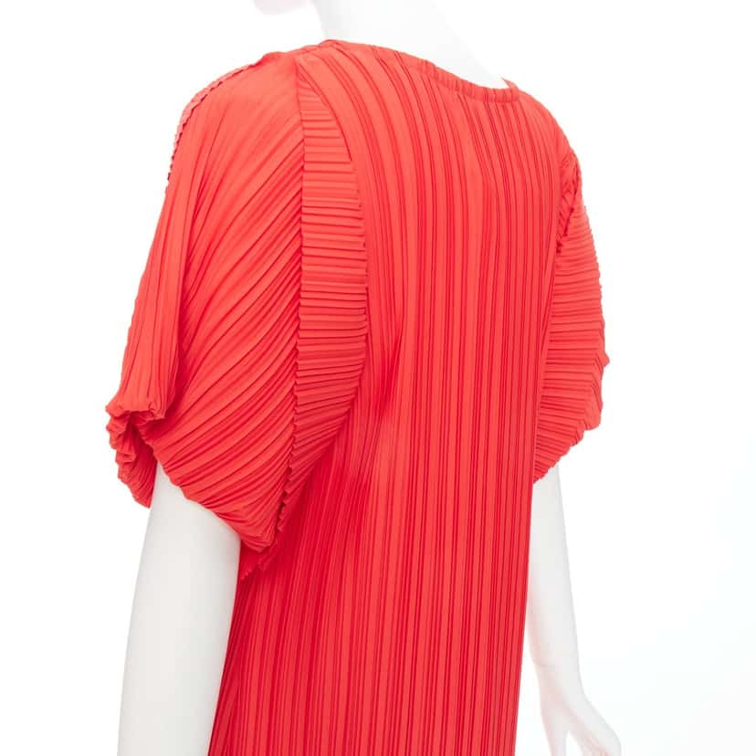 Bambah Plisse Midi Dress Red Polyester Never worn, with tag - Back View