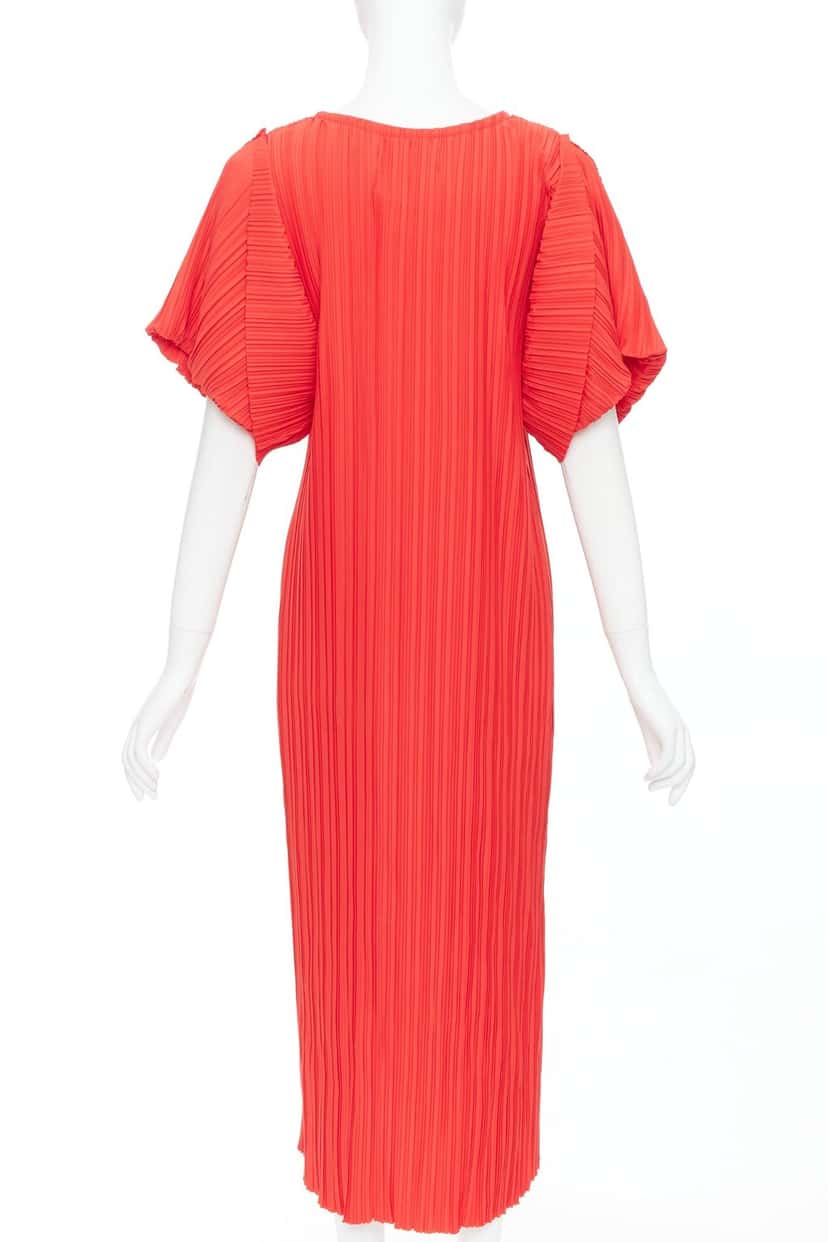 Bambah Plisse Midi Dress Red Polyester Never worn, with tag - Box View