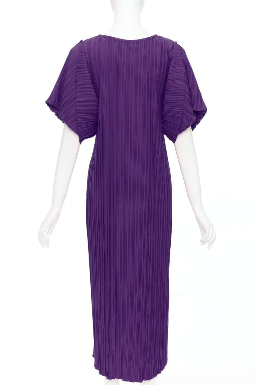 Bambah Plisse Midi Dress Purple Polyester Never worn, with tag - Box View