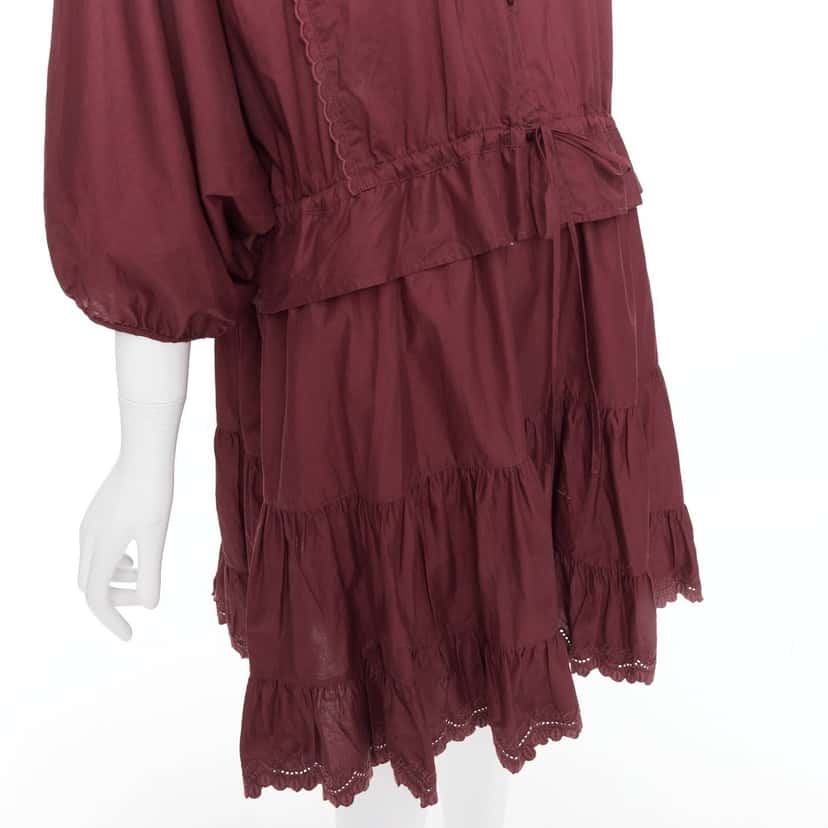 See By Chloe Scallop Trim Dress Burgundy Cotton Very good condition - Back View