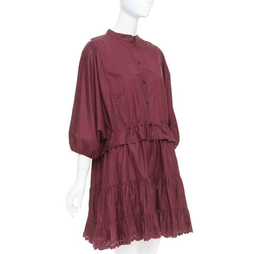 See By Chloe Scallop Trim Dress Burgundy Cotton Very good condition - Inside View
