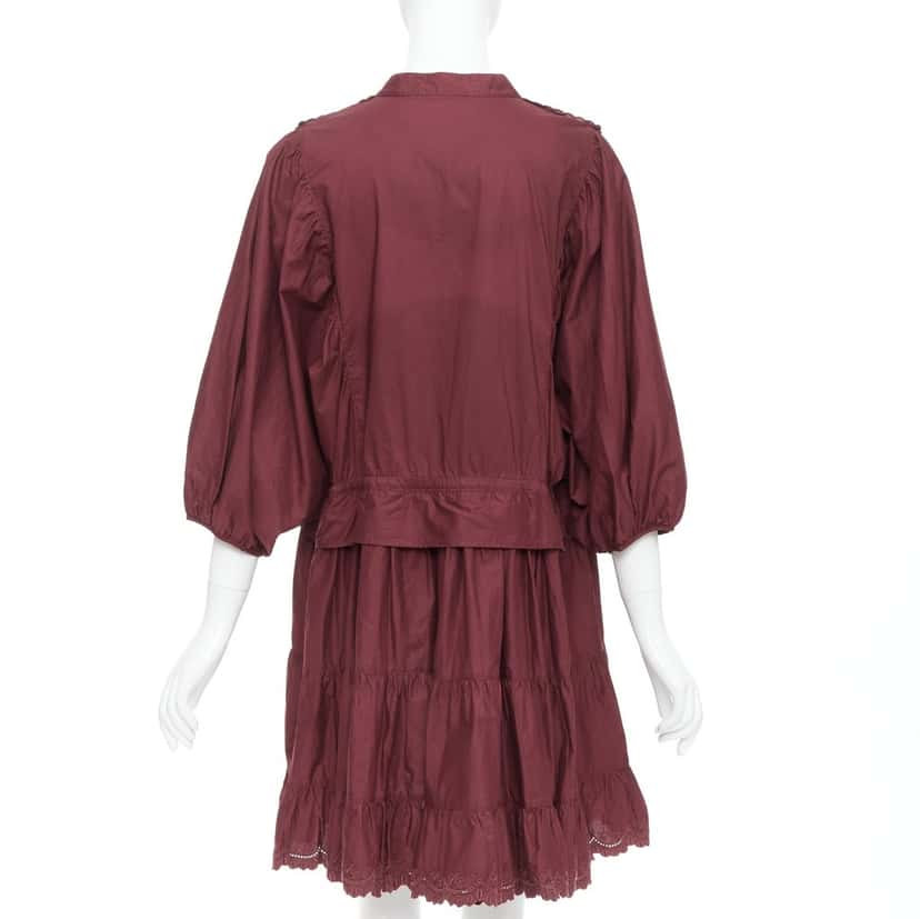 See By Chloe Scallop Trim Dress Burgundy Cotton Very good condition - Box View