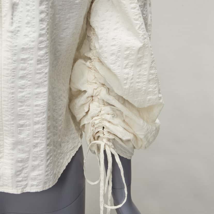 REJINA PYO Ruched Peasant Top Ecru Cotton Never worn - Back View