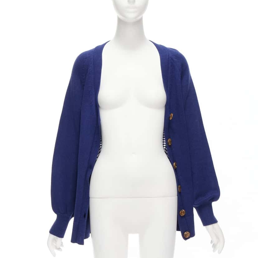 Adeam Ruffle Back Cardigan Blue Cotton Never worn - Inside View
