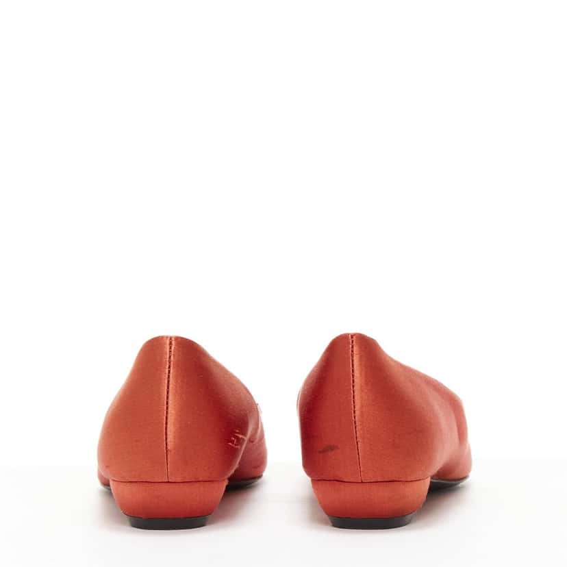 Roger Vivier Satin Crystal Flats Red Fair condition - Box View