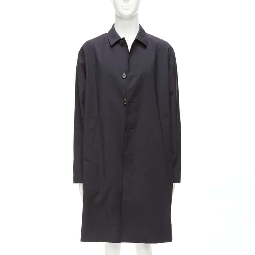 Solid Homme Black Minimal Rain Coat Black Wool Never worn - Front View