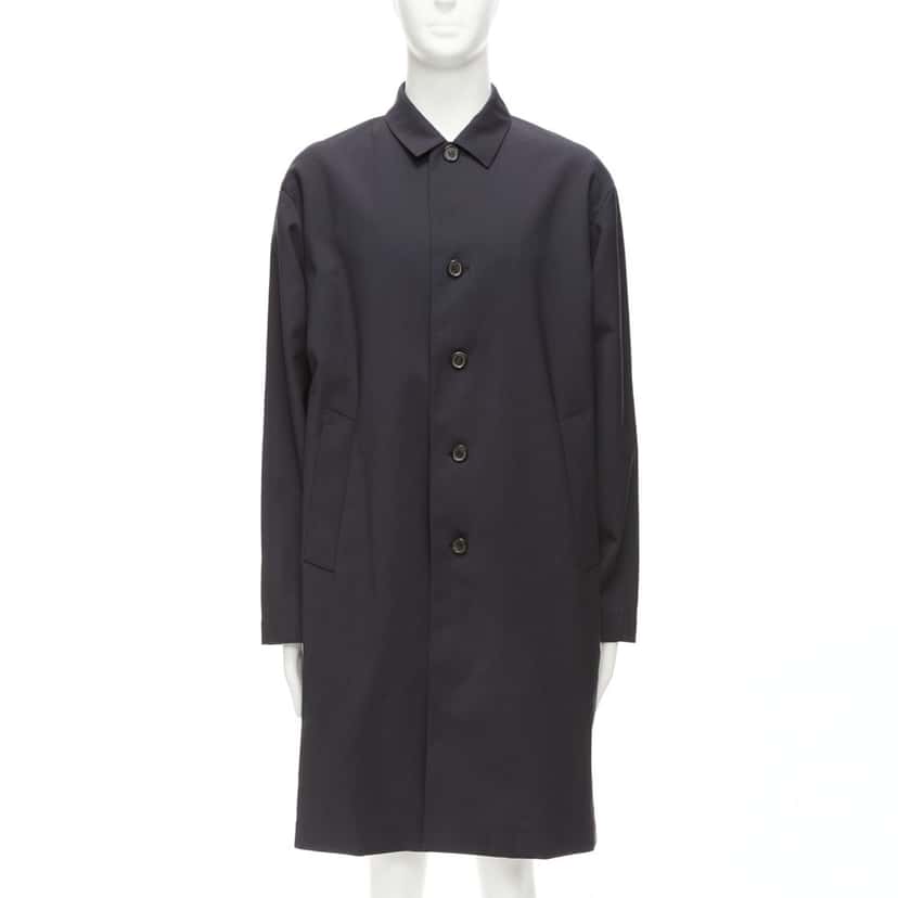 Solid Homme Black Minimal Rain Coat Black Wool Never worn - Back View