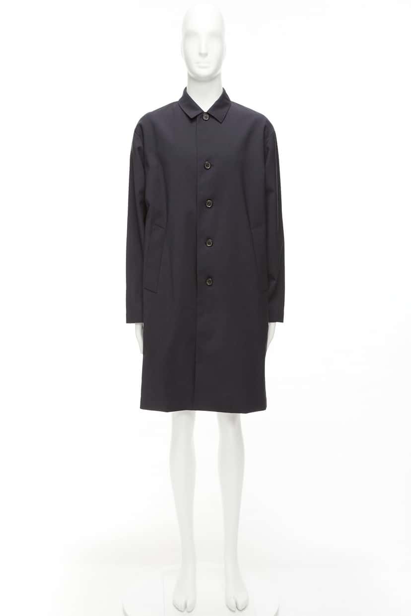 Solid Homme Black Minimal Rain Coat Black Wool Never worn - Inside View