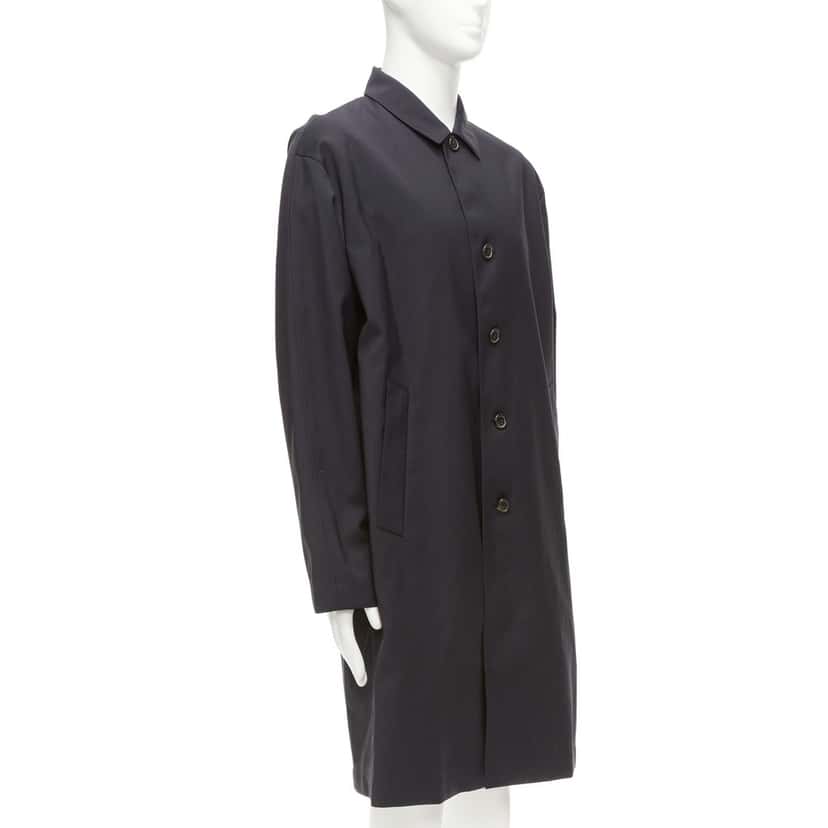 Solid Homme Black Minimal Rain Coat Black Wool Never worn - Model View