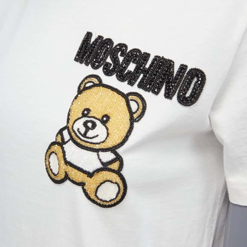 Moschino Beaded Bear Tee White Cotton Never worn - Back View