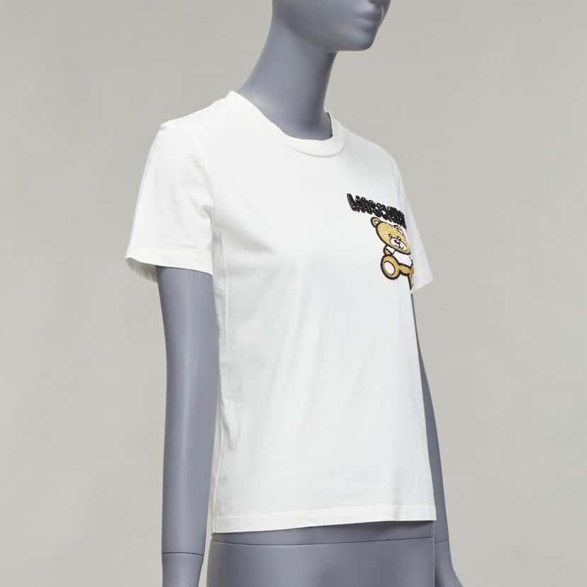 Moschino Beaded Bear Tee White Cotton Never worn - Inside View