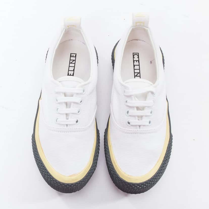 Celine Canvas Mid Skate Shoes White Good condition - Back View