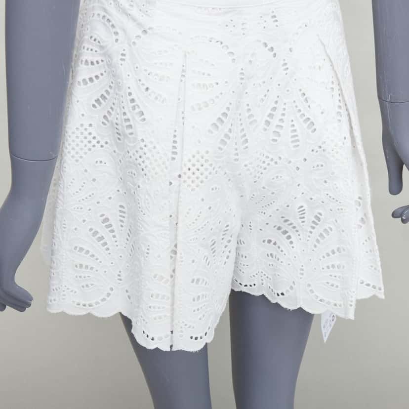 SELF-PORTRAIT Floral Anglais Shorts White Cotton Never worn, with tag - Back View