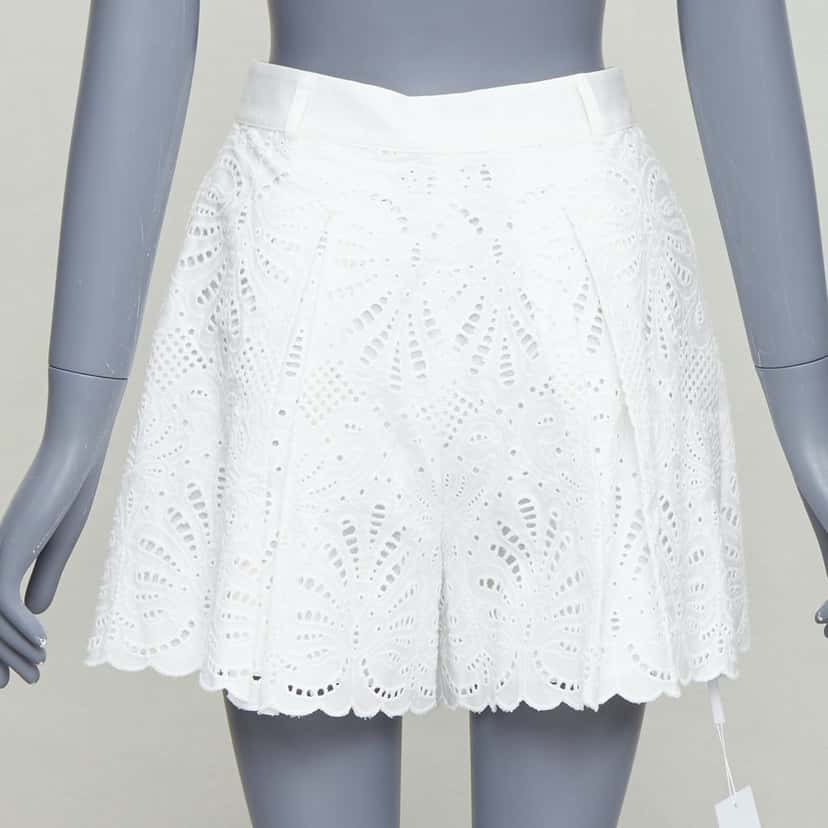 SELF-PORTRAIT Floral Anglais Shorts White Cotton Never worn, with tag - Box View