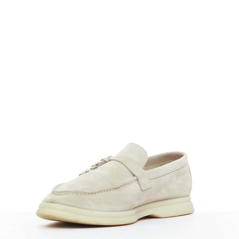 Loro Piana Summer Charms Walk Beige Suede Fair condition - Model View