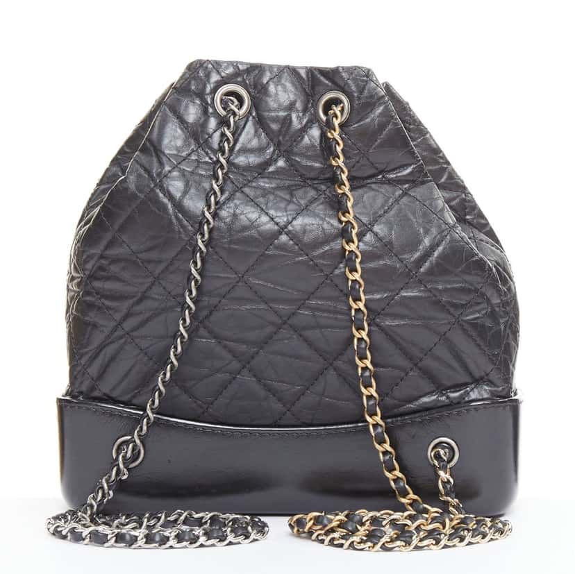 Chanel Chanel Gabrielle Backpack Black Leather Good condition - Box View