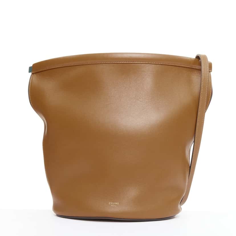 Celine Clasp Bucket Brown Leather Very good condition - Front View