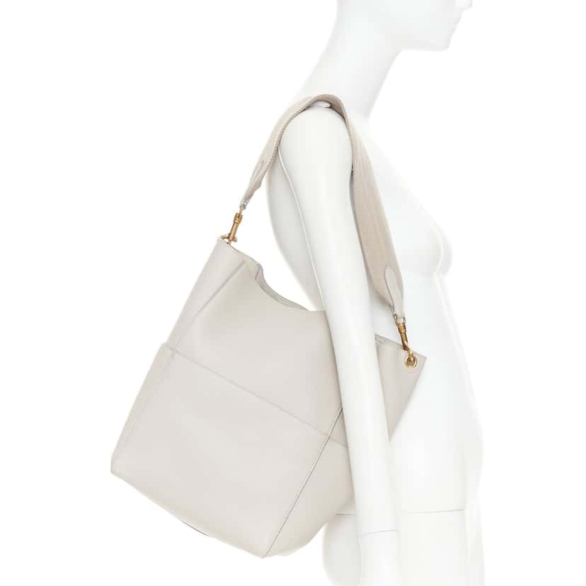 Celine Seau Sangle Grey Leather Good condition - Back View
