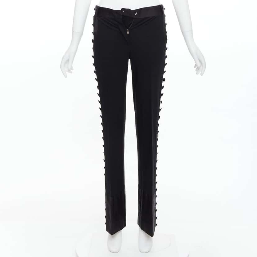 Chloe Pleat Trim Trousers Black Viscose Good condition - Front View