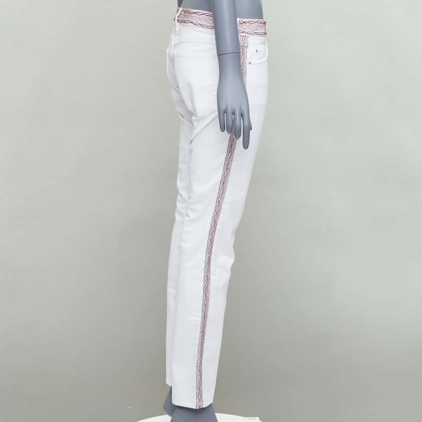 Isabel Marant White Stitch Detail Jeans White Cotton Fair condition - Model View