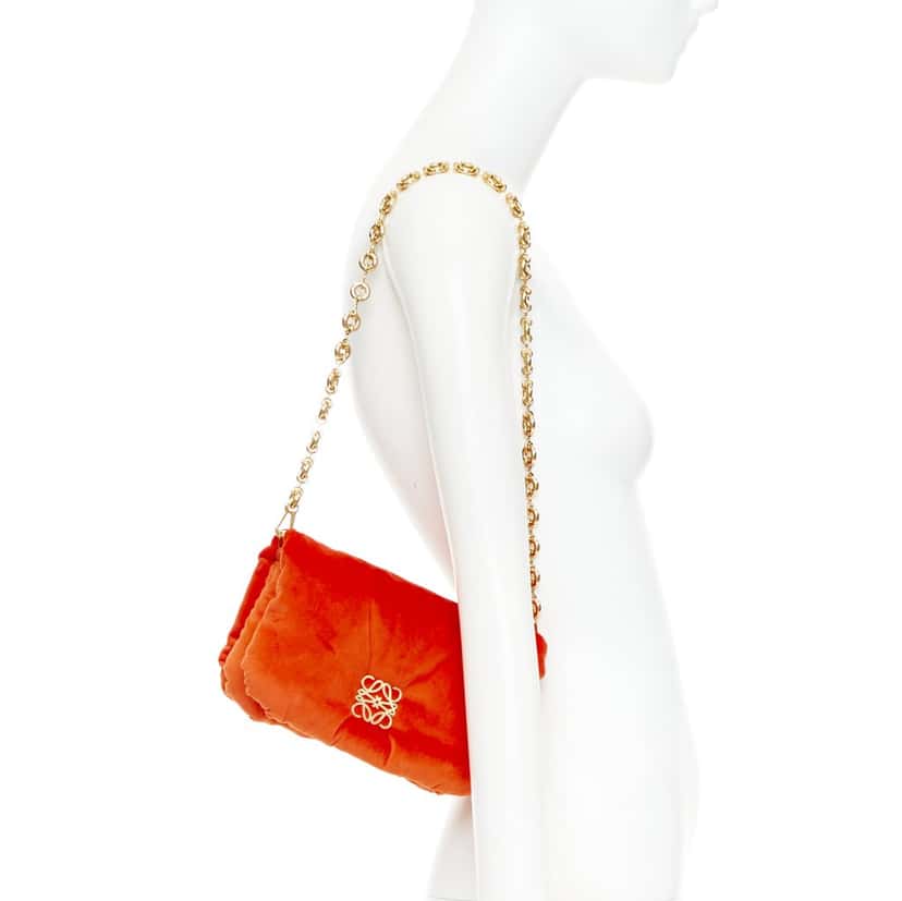 Loewe Mini Puffer Goya Bag Orange Velvet Very good condition - Back View