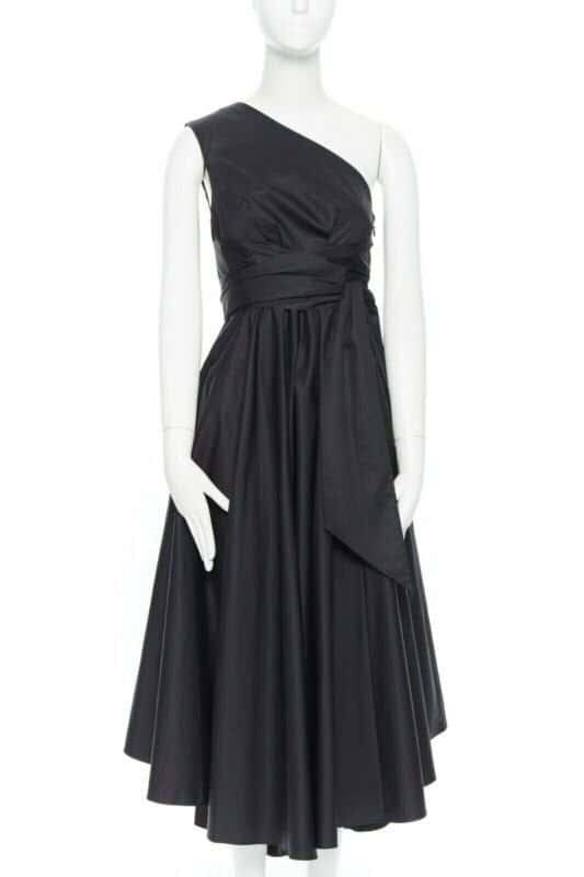 Tibi Flare Pleat Dress Black Cotton Very good condition - Front View