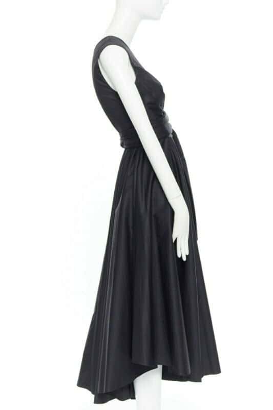 Tibi Flare Pleat Dress Black Cotton Very good condition - Model View