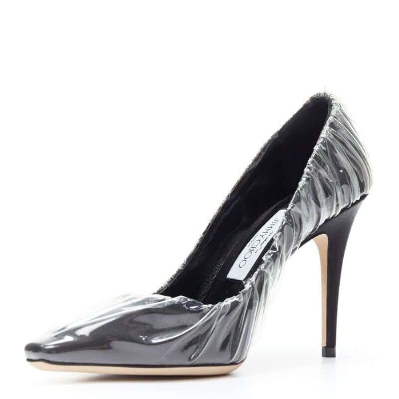 Jimmy Choo Transparent Ruche Heels Black Polyester Very good condition - Model View
