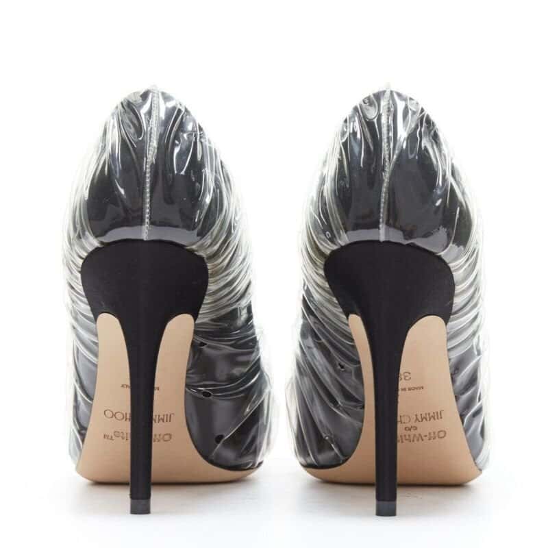 Jimmy Choo Transparent Ruche Heels Black Polyester Very good condition - Box View