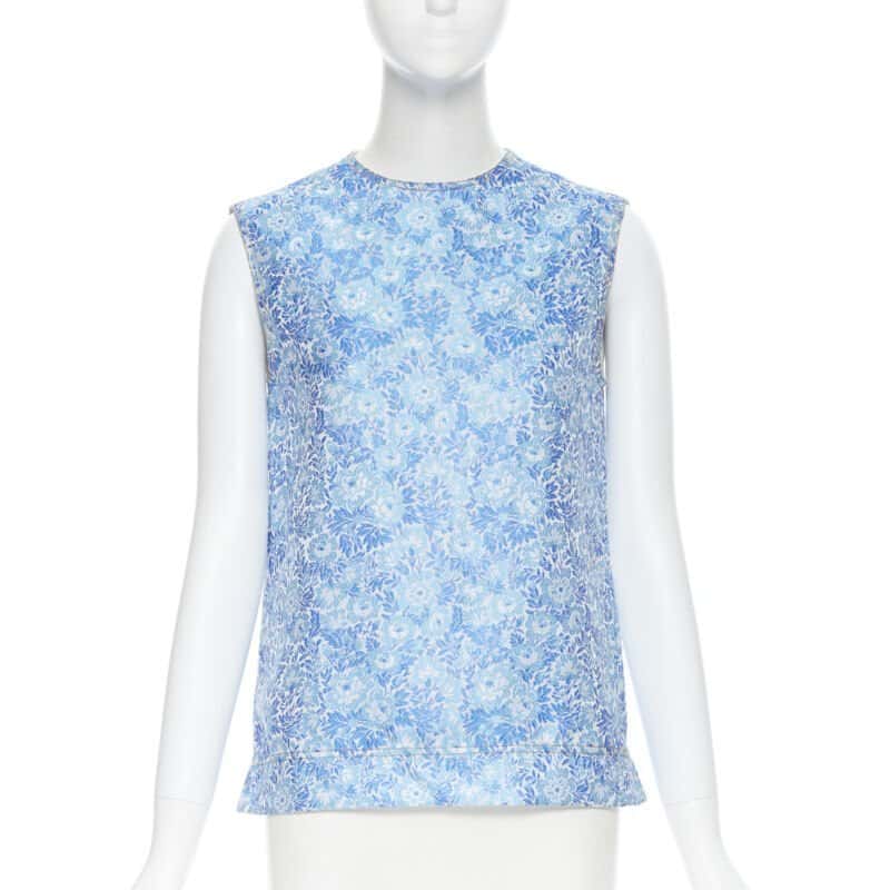 Calvin Klein Floral Jacquard Top Blue Polyester Very good condition - Front View