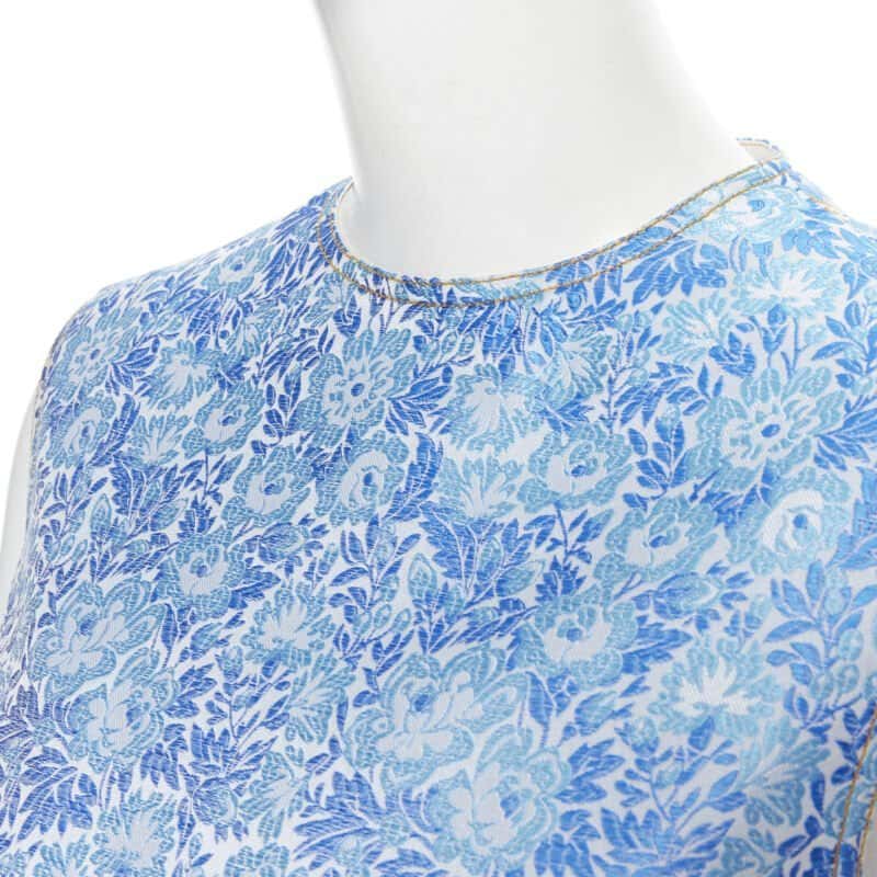 Calvin Klein Floral Jacquard Top Blue Polyester Very good condition - Back View