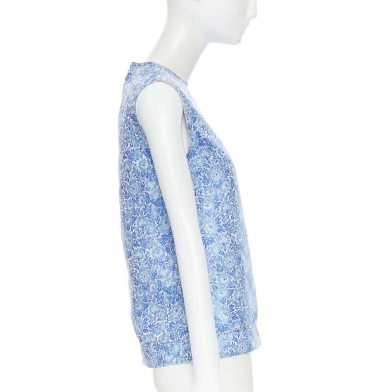 Calvin Klein Floral Jacquard Top Blue Polyester Very good condition - Model View