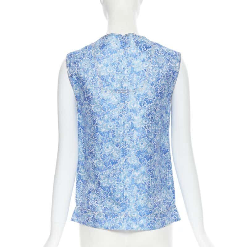 Calvin Klein Floral Jacquard Top Blue Polyester Very good condition - Box View