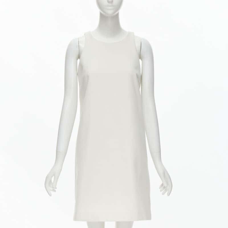 NON SIGNE / UNSIGNED Minimal Work Dress White Cashmere Never worn - Front View
