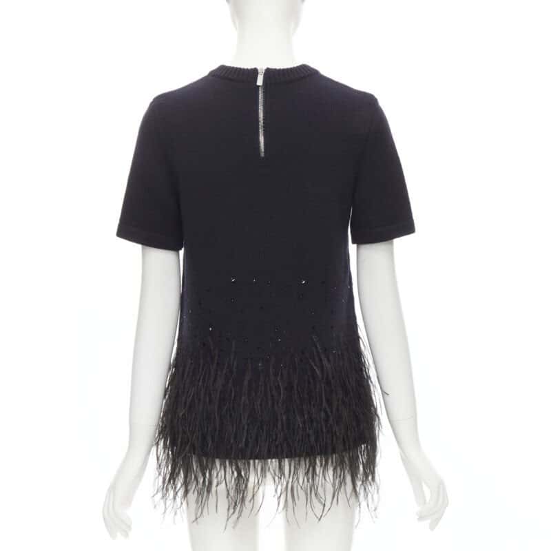 Michael Kors Feather Embellished Sweater Navy Cashmere Never worn - Box View