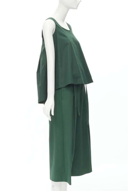 Rochas Cotton Vest Pantsuit Green Cotton Very good condition - Front View