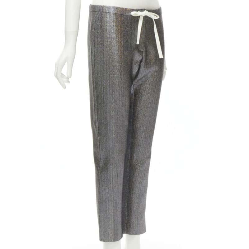 Rosie Assoulin Metallic Cropped Pants Silver Polyester Never worn - Inside View